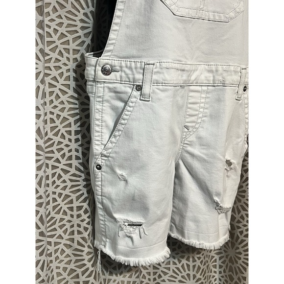 TRUE RELIGION Ripped Frayed Hem Jean Denim Overalls Sz M - Picture 9 of 14